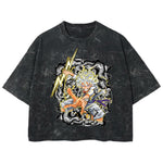 Playera streetwear premium de anime y gaming ExtraLife MX, corte boxy deluxe mineral wash heavyweight en color Acid Wash, moda urbana mexicana de culto.