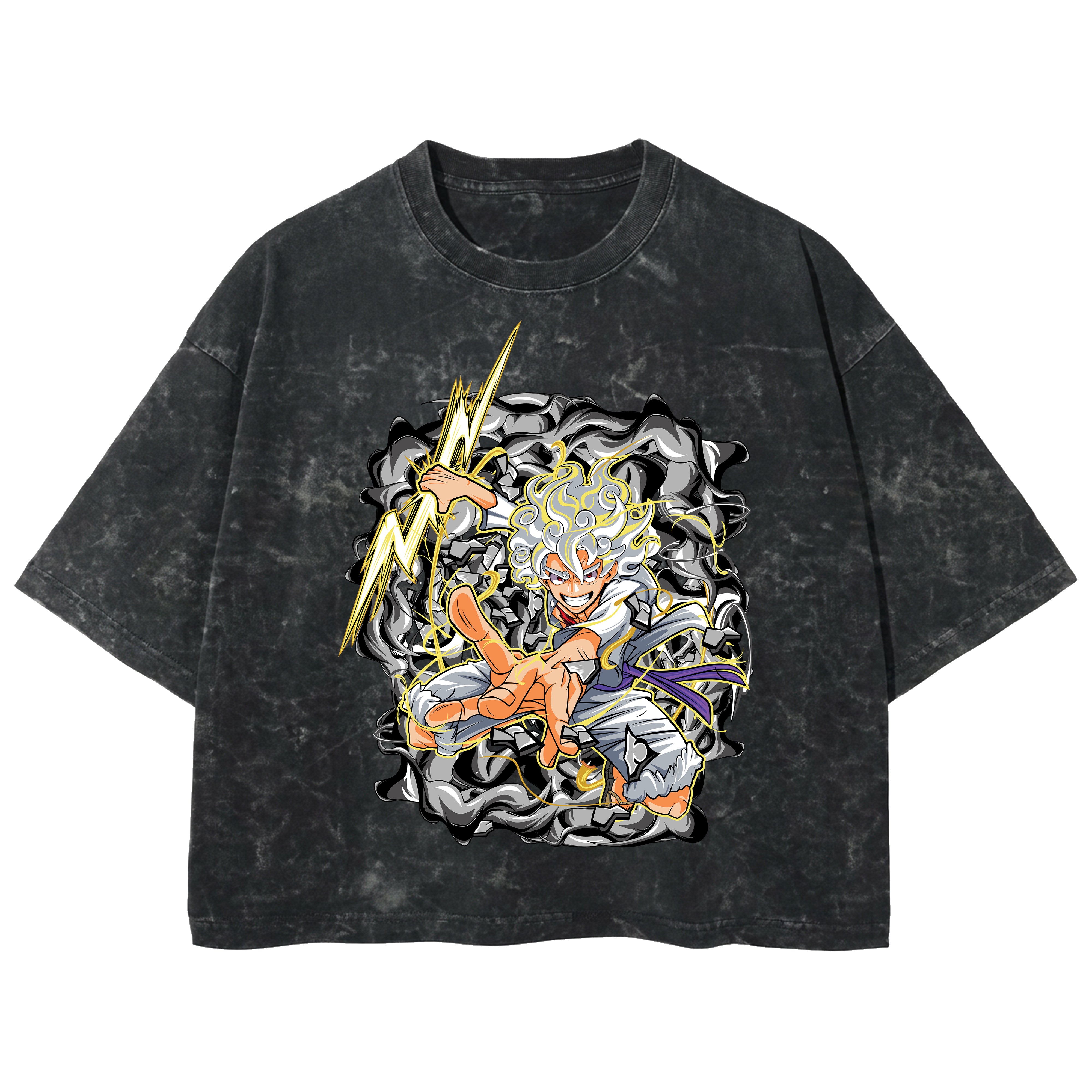 Playera streetwear premium de anime y gaming ExtraLife MX, corte boxy deluxe mineral wash heavyweight en color Acid Wash, moda urbana mexicana de culto.