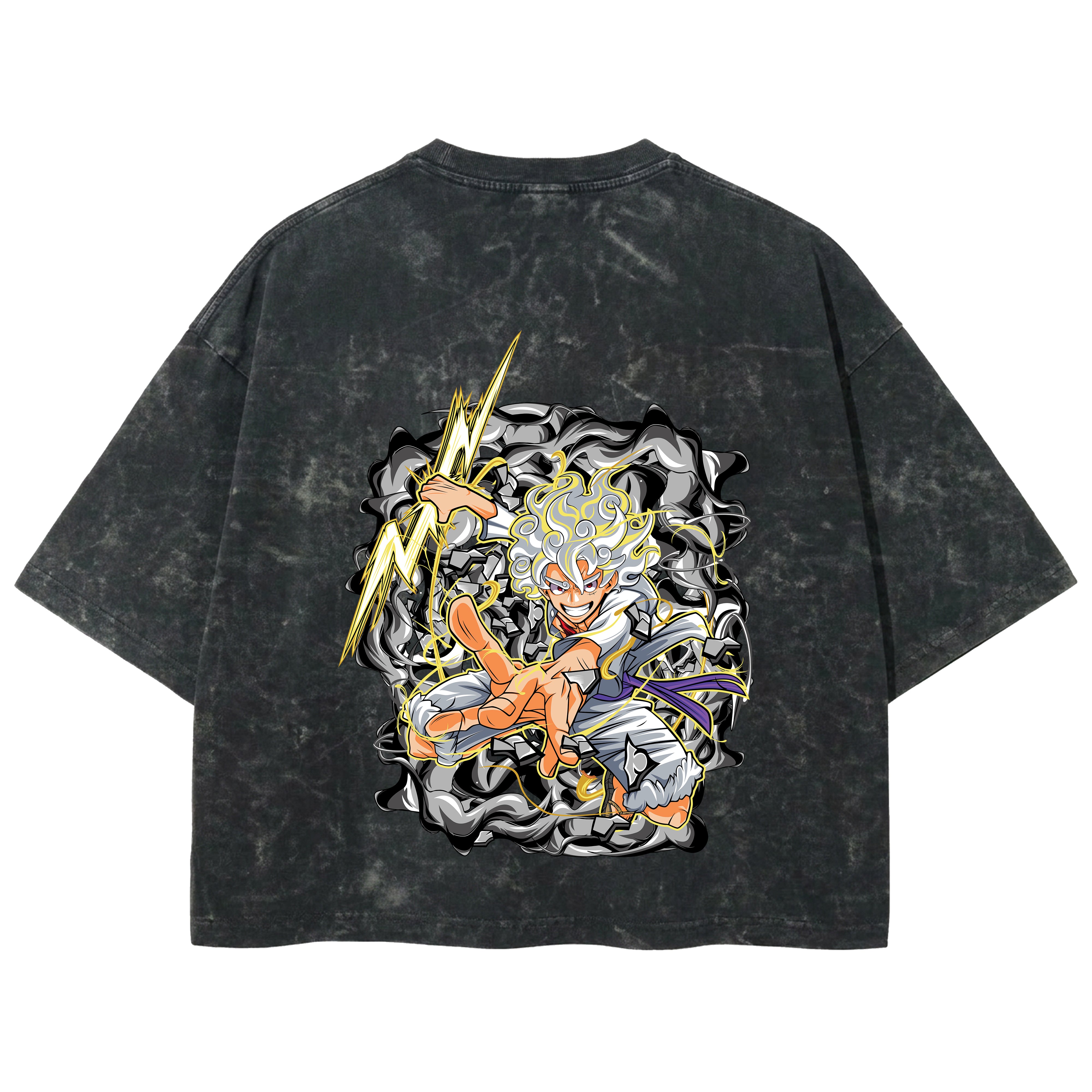 Playera streetwear premium de anime y gaming ExtraLife MX, corte boxy deluxe mineral wash heavyweight en color Acid Wash, moda urbana mexicana de culto.