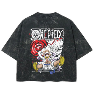 Playera streetwear premium de anime y gaming ExtraLife MX, corte boxy deluxe mineral wash heavyweight en color Acid Wash, moda urbana mexicana de culto.