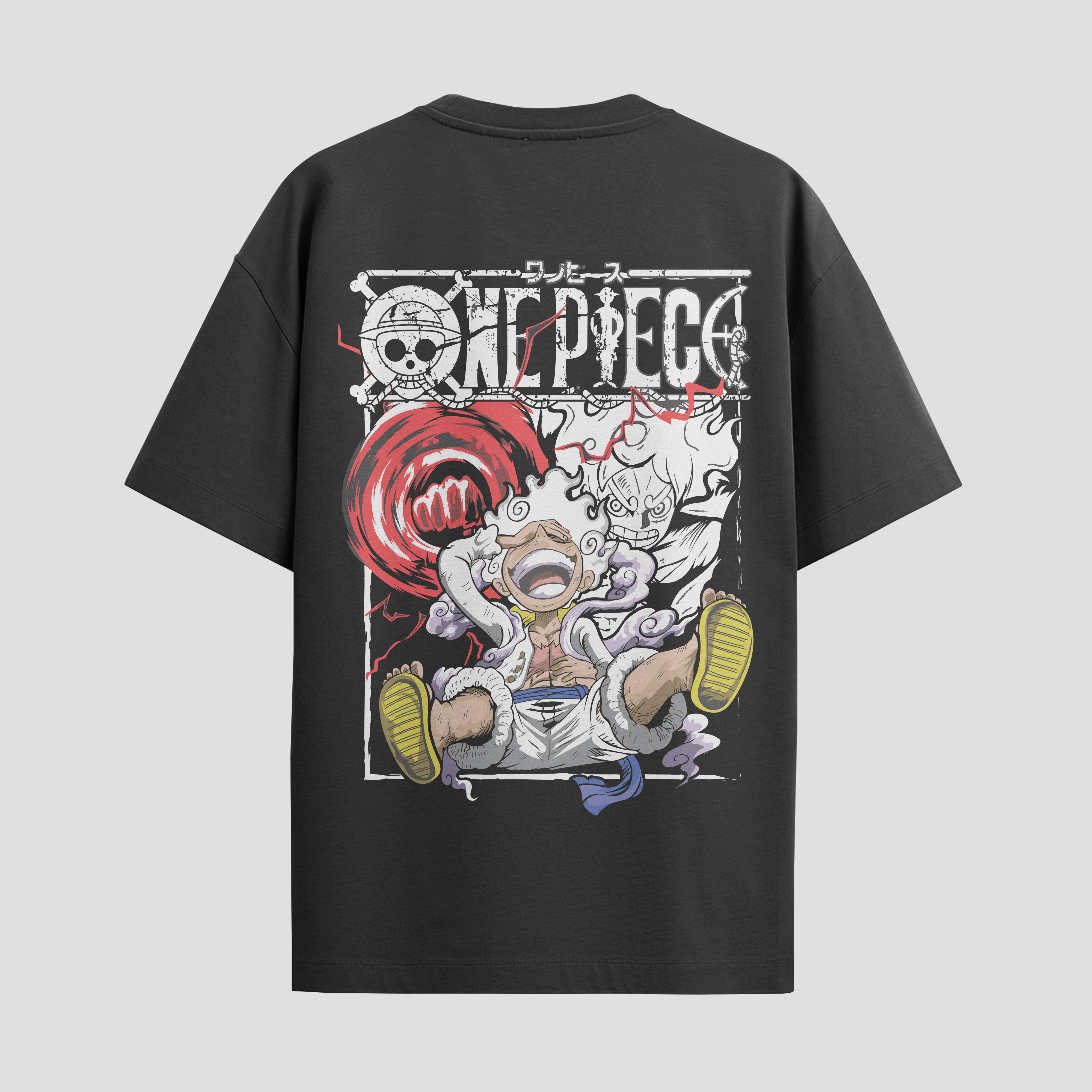 Playera urbana de anime y gaming ExtraLife MX, corte Standard Fit unisex ligero y transpirable en color Deep Black y Pure White, ropa de uso diario para gym y casual.