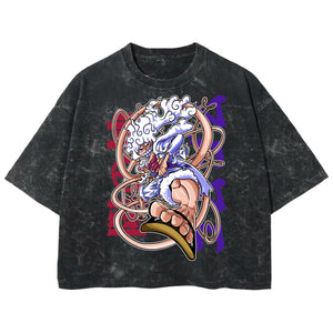 Playera streetwear premium de anime y gaming ExtraLife MX, corte boxy deluxe mineral wash heavyweight en color Acid Wash, moda urbana mexicana de culto.