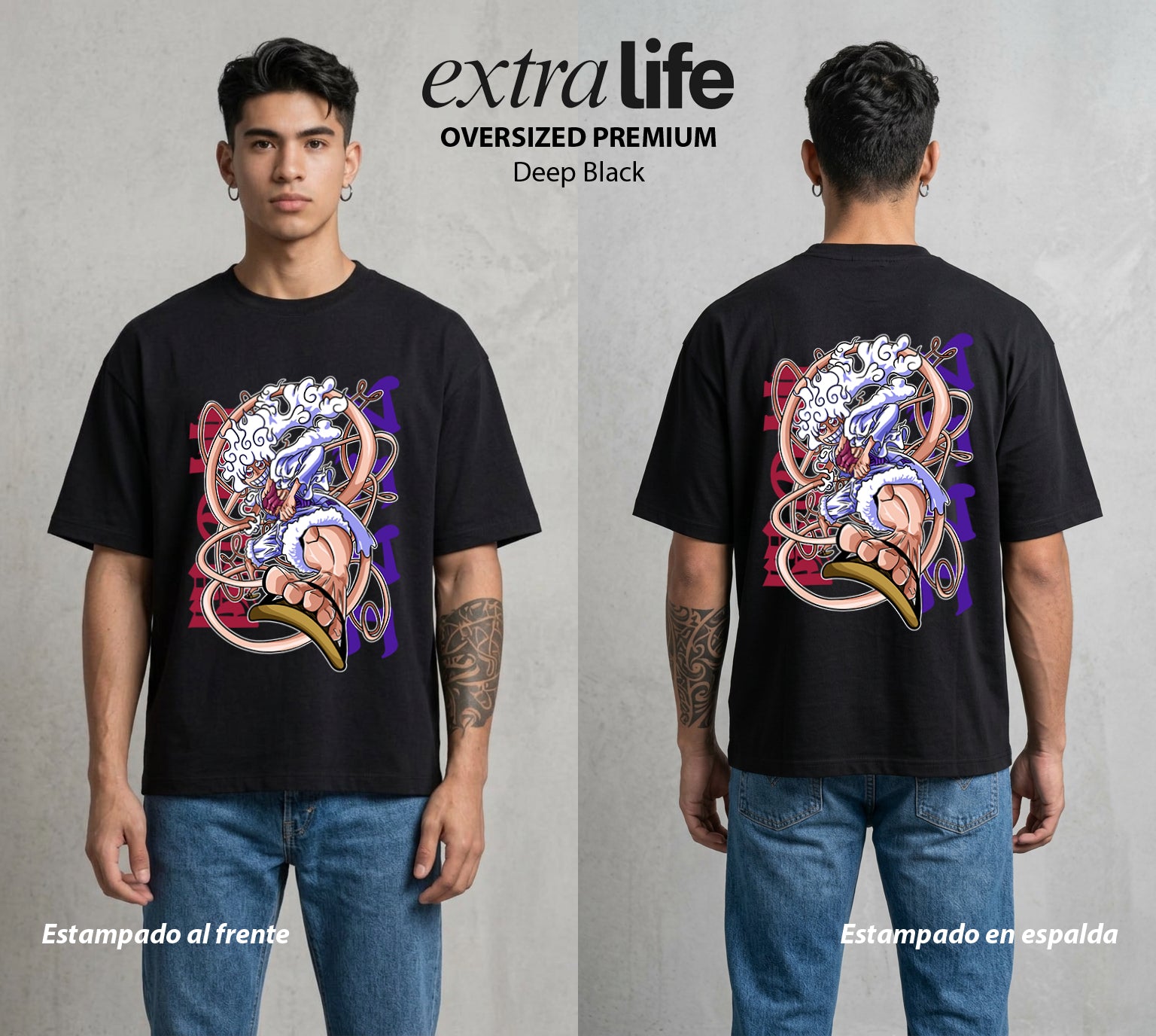 Mar de los Piratas | Transformacion del Capitan #03188 - Playera Oversized Premium | Deep Black - Foto en modelo