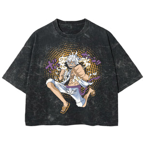 Playera streetwear premium de anime y gaming ExtraLife MX, corte boxy deluxe mineral wash heavyweight en color Acid Wash, moda urbana mexicana de culto.