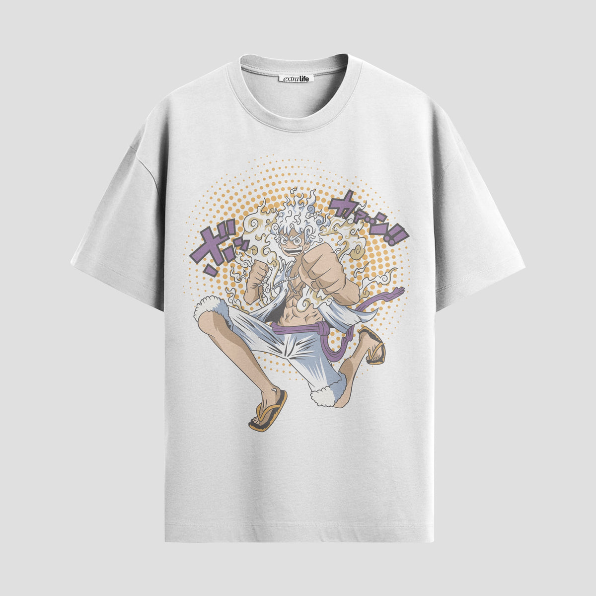 Playera urbana de anime y gaming ExtraLife MX, corte Classic Premium unisex ligero y transpirable en color Deep Black y Pure White, ropa de uso diario para gym y casual.