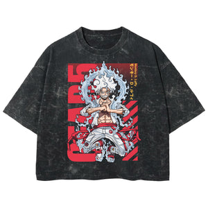 Playera streetwear premium de anime y gaming ExtraLife MX, corte boxy deluxe mineral wash heavyweight en color Acid Wash, moda urbana mexicana de culto.