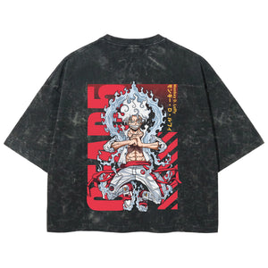 Playera streetwear premium de anime y gaming ExtraLife MX, corte boxy deluxe mineral wash heavyweight en color Acid Wash, moda urbana mexicana de culto.