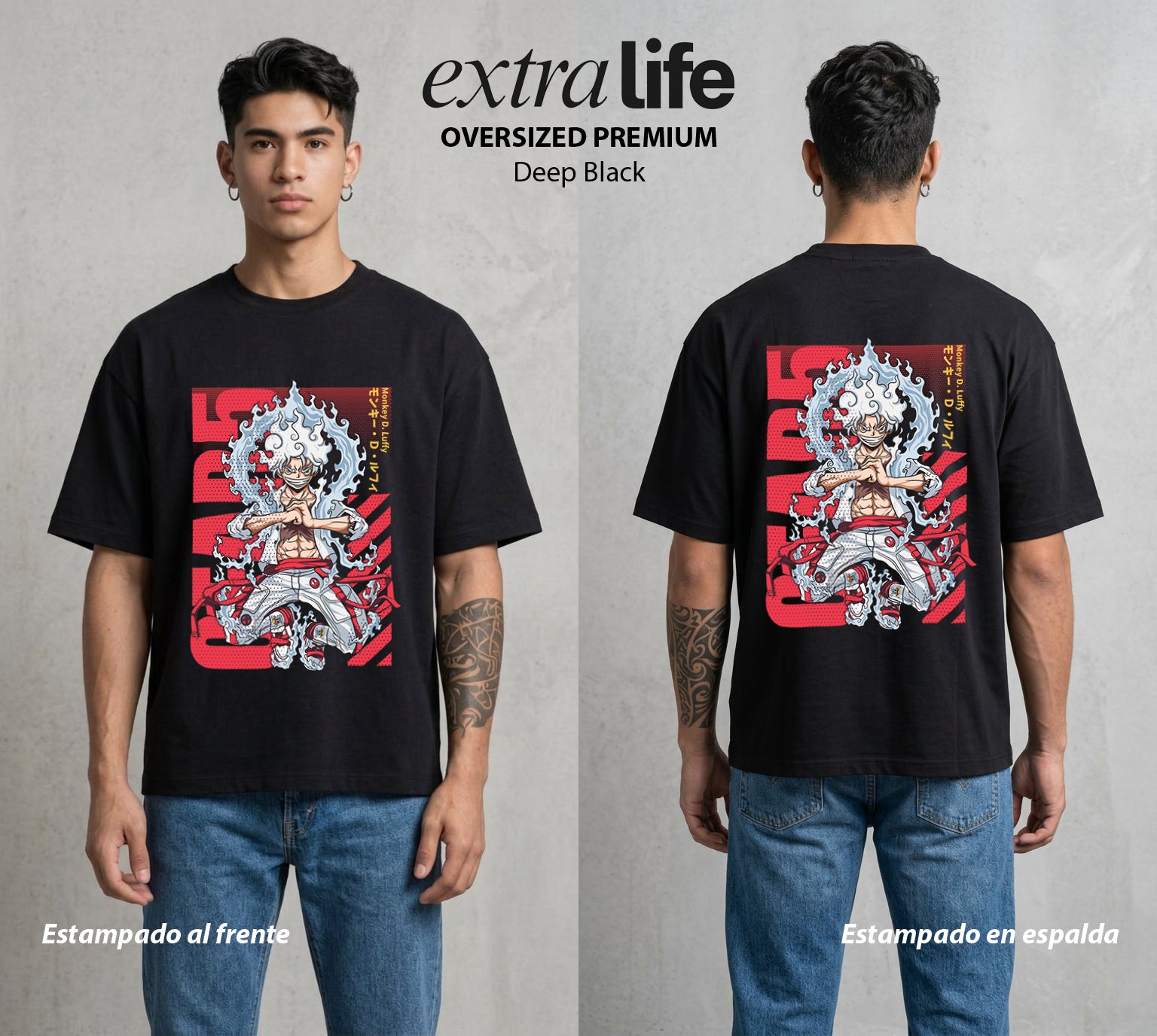 Mar de los Piratas | Engranaje del Capitan #03191 - Playera Oversized Premium | Deep Black - Foto en modelo