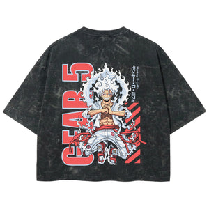 Playera streetwear premium de anime y gaming ExtraLife MX, corte boxy deluxe mineral wash heavyweight en color Acid Wash, moda urbana mexicana de culto.