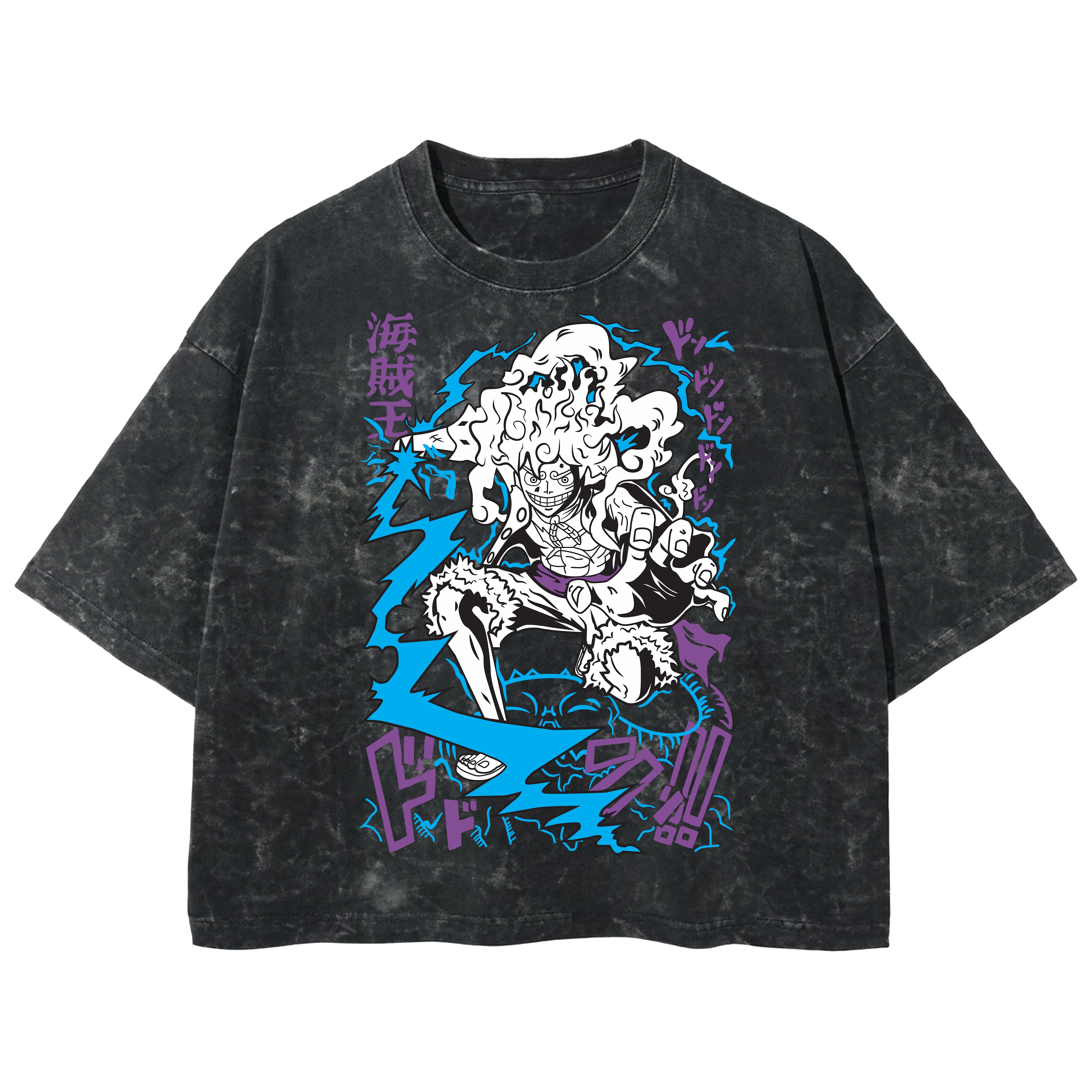 Playera streetwear premium de anime y gaming ExtraLife MX, corte boxy deluxe mineral wash heavyweight en color Acid Wash, moda urbana mexicana de culto.