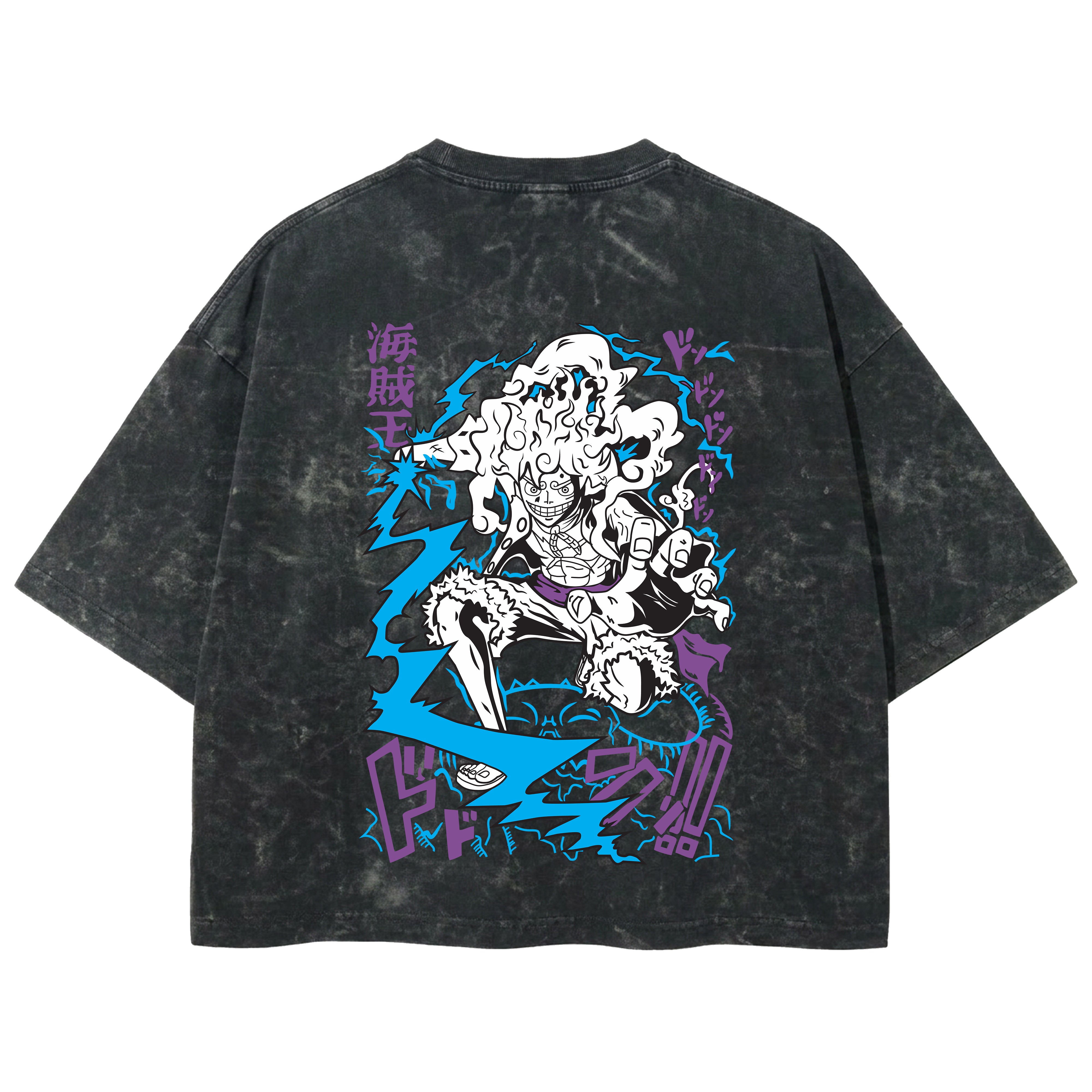 Playera streetwear premium de anime y gaming ExtraLife MX, corte boxy deluxe mineral wash heavyweight en color Acid Wash, moda urbana mexicana de culto.