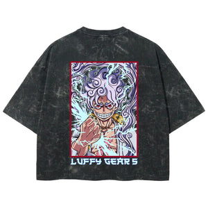Playera streetwear premium de anime y gaming ExtraLife MX, corte boxy deluxe mineral wash heavyweight en color Acid Wash, moda urbana mexicana de culto.