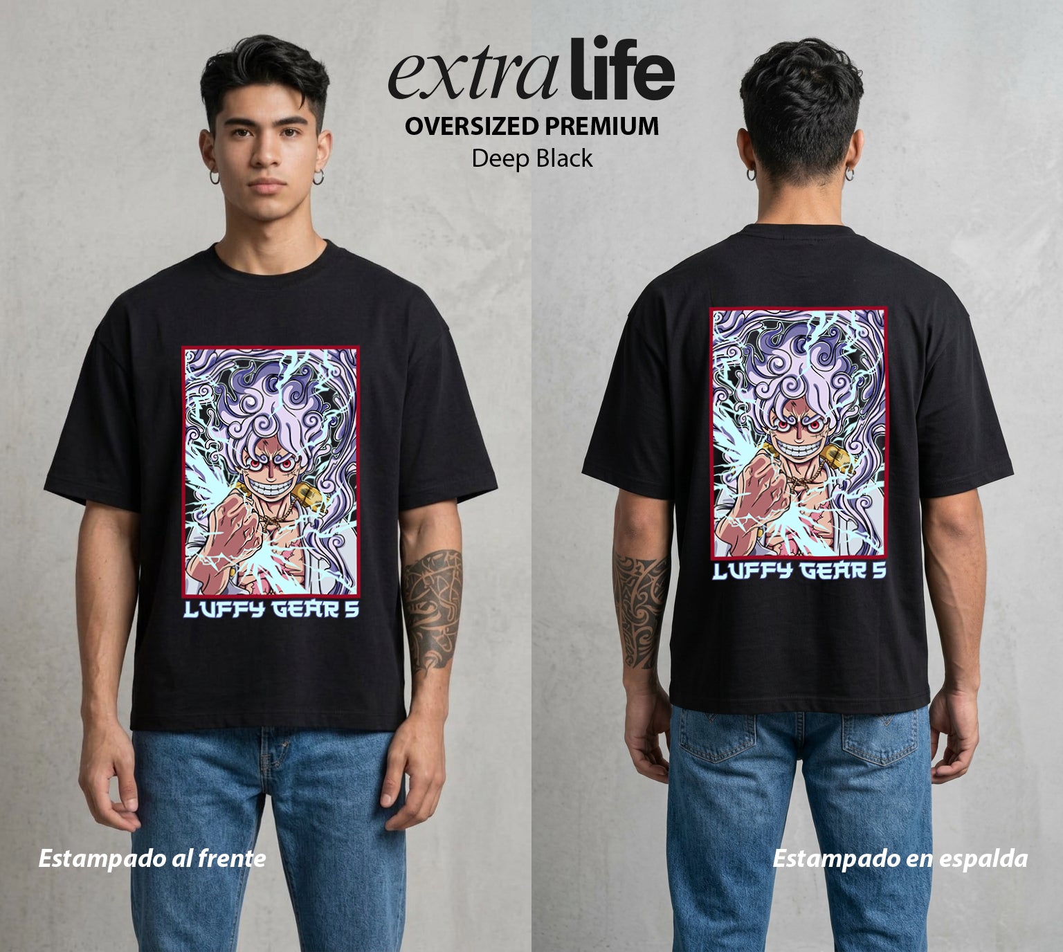 Mar de los Piratas | El Engranaje Final #03194 - Playera Oversized Premium | Deep Black - Foto en modelo