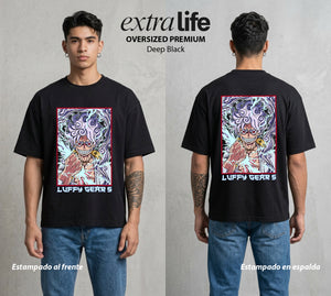 Mar de los Piratas | El Engranaje Final #03194 - Playera Oversized Premium | Deep Black - Foto en modelo