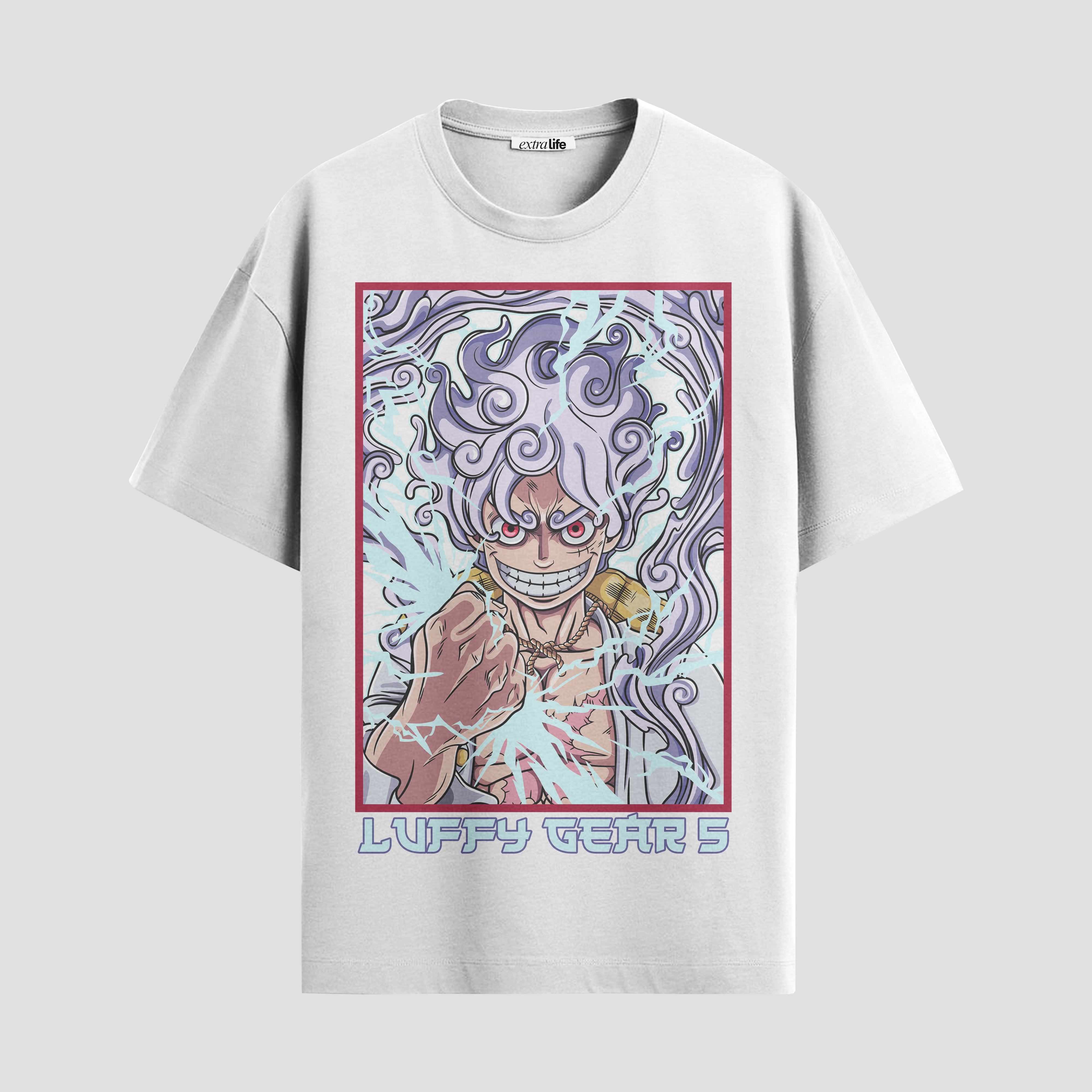 Playera urbana de anime y gaming ExtraLife MX, corte Standard Fit unisex ligero y transpirable en color Deep Black y Pure White, ropa de uso diario para gym y casual.