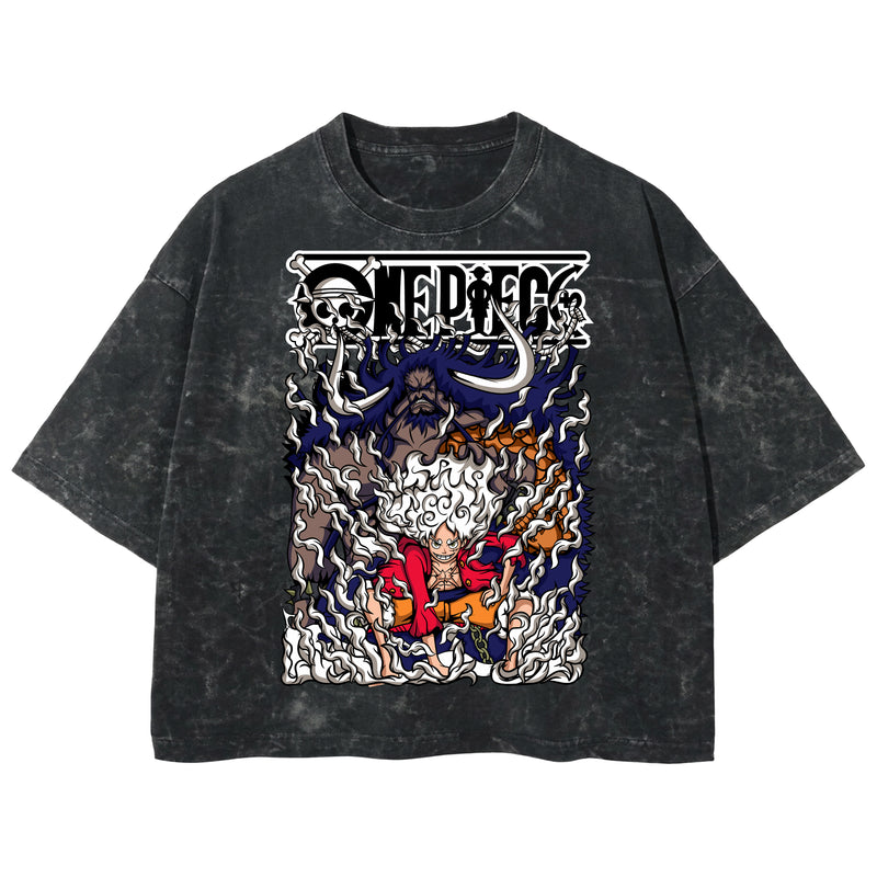 Playera streetwear premium de anime y gaming ExtraLife MX, corte boxy deluxe mineral wash heavyweight en color Acid Wash, moda urbana mexicana de culto.