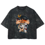 Playera streetwear premium de anime y gaming ExtraLife MX, corte boxy deluxe mineral wash heavyweight en color Acid Wash, moda urbana mexicana de culto.