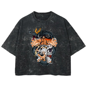 Playera streetwear premium de anime y gaming ExtraLife MX, corte boxy deluxe mineral wash heavyweight en color Acid Wash, moda urbana mexicana de culto.