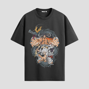 Playera urbana de anime y gaming ExtraLife MX, corte Standard Fit unisex ligero y transpirable en color Deep Black y Pure White, ropa de uso diario para gym y casual.