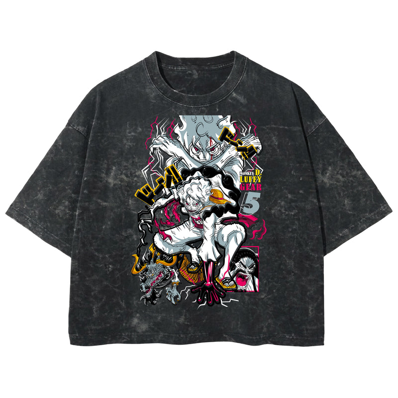 Playera streetwear premium de anime y gaming ExtraLife MX, corte boxy deluxe mineral wash heavyweight en color Acid Wash, moda urbana mexicana de culto.