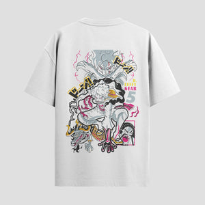 Playera urbana de anime y gaming ExtraLife MX, corte Standard Fit unisex ligero y transpirable en color Deep Black y Pure White, ropa de uso diario para gym y casual.