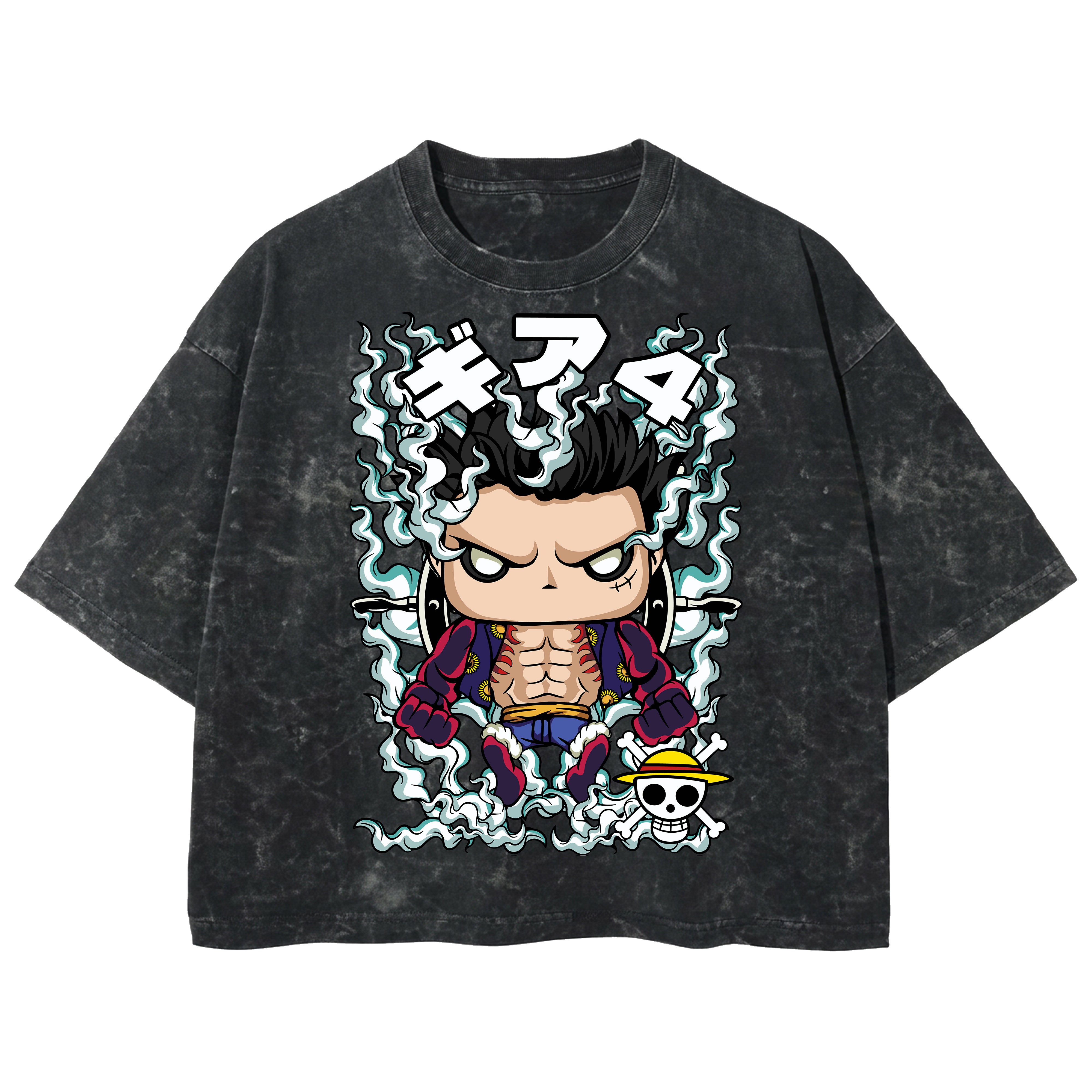 Playera streetwear premium de anime y gaming ExtraLife MX, corte boxy deluxe mineral wash heavyweight en color Acid Wash, moda urbana mexicana de culto.