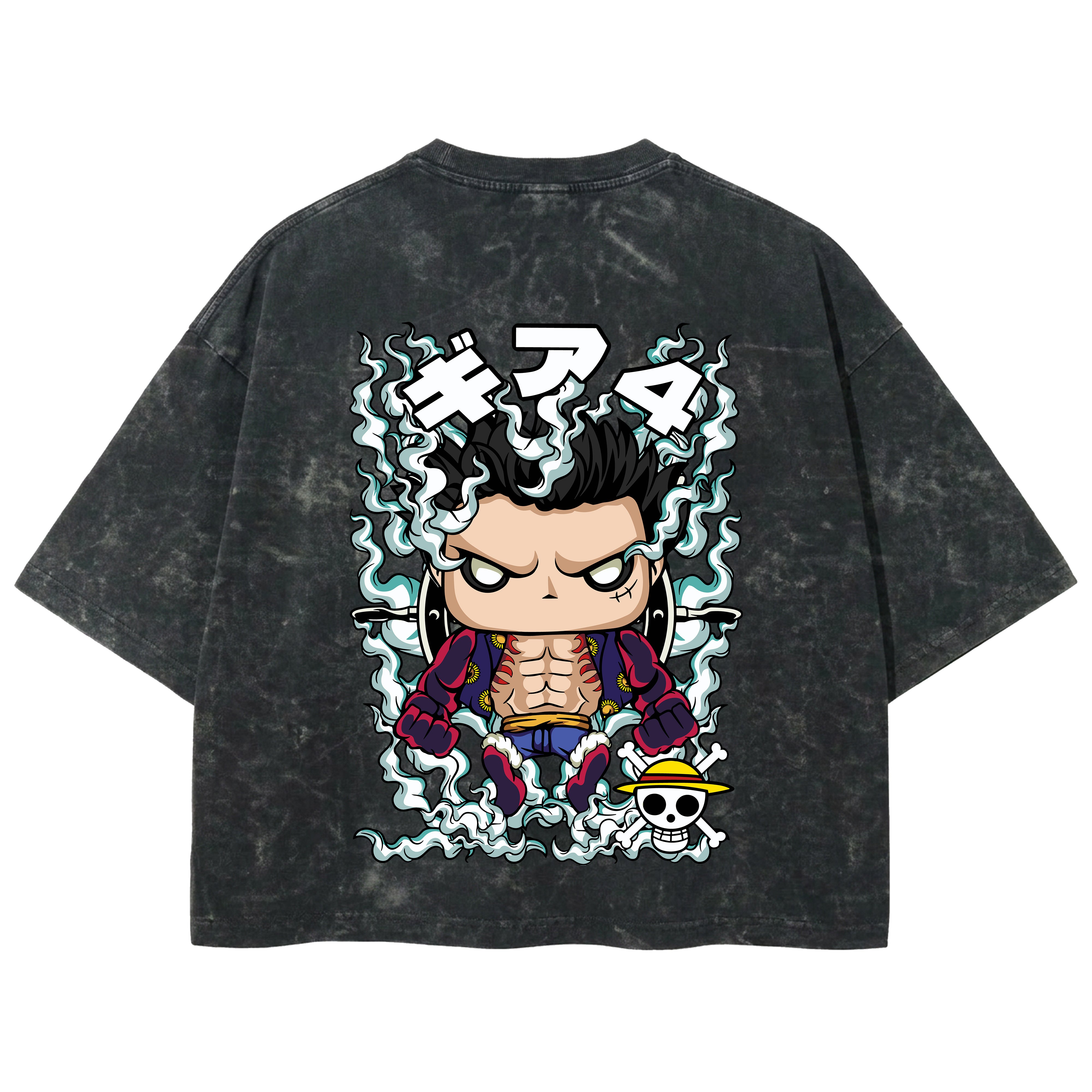 Playera streetwear premium de anime y gaming ExtraLife MX, corte boxy deluxe mineral wash heavyweight en color Acid Wash, moda urbana mexicana de culto.