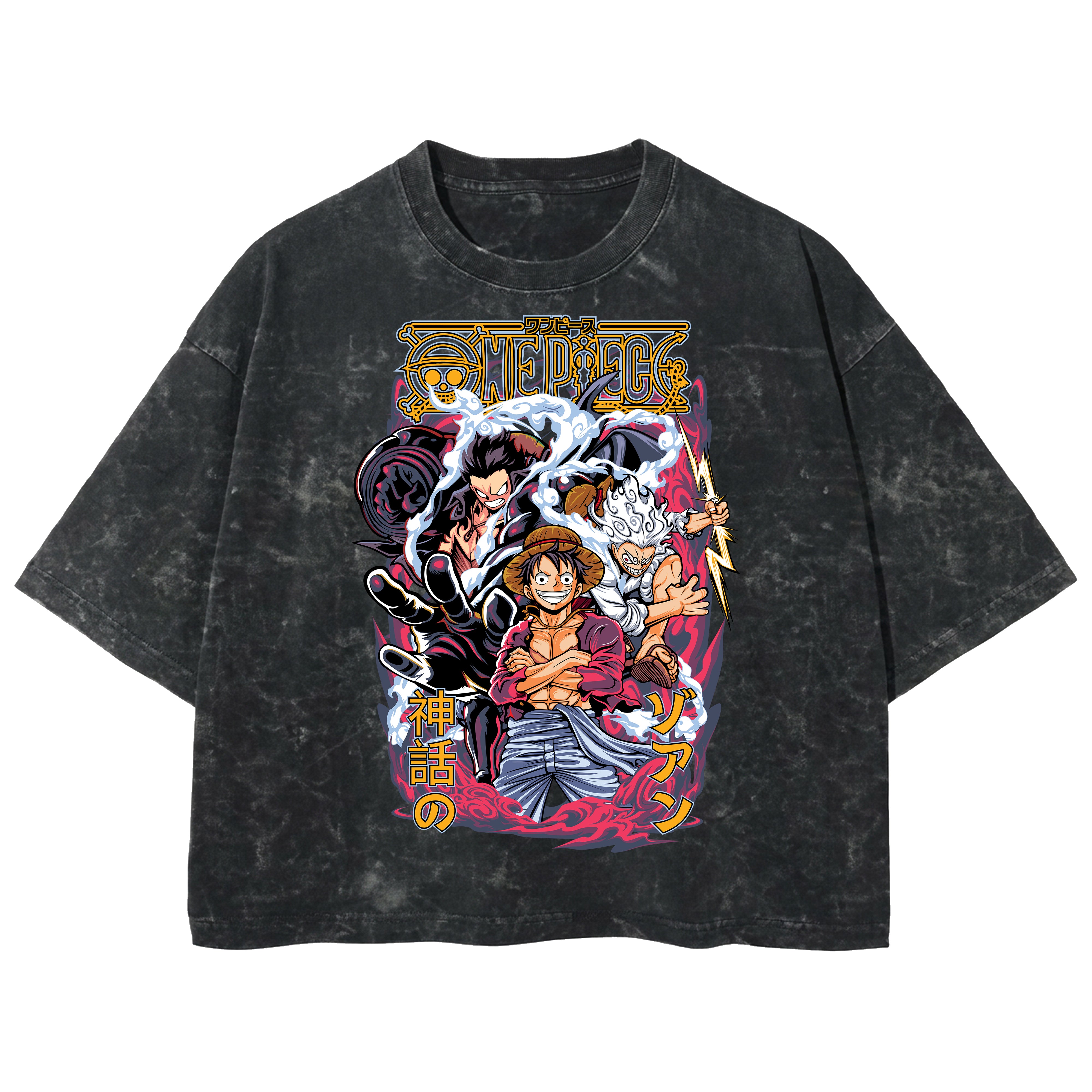 Playera streetwear premium de anime y gaming ExtraLife MX, corte boxy deluxe mineral wash heavyweight en color Acid Wash, moda urbana mexicana de culto.