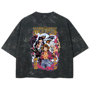 Playera streetwear premium de anime y gaming ExtraLife MX, corte boxy deluxe mineral wash heavyweight en color Acid Wash, moda urbana mexicana de culto.