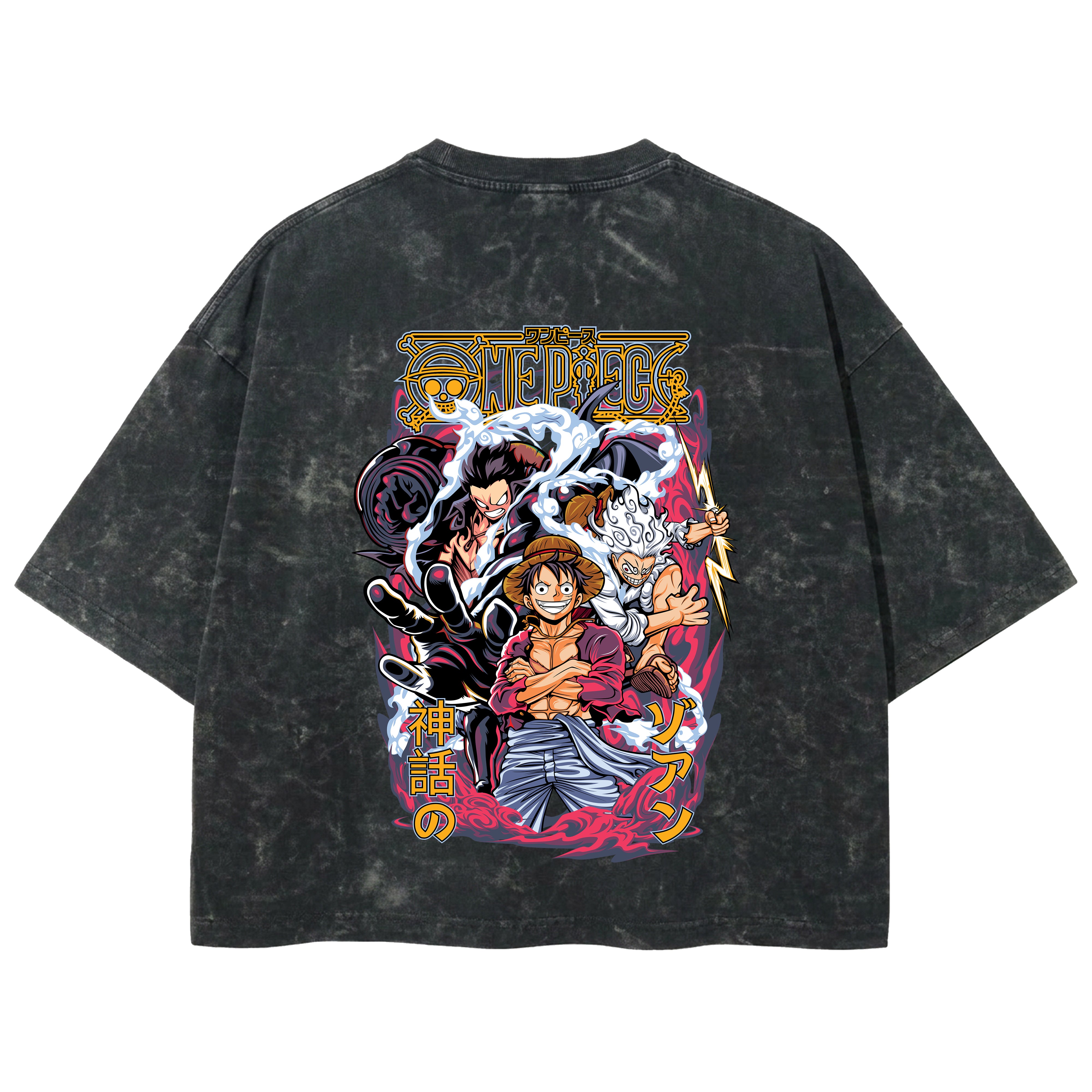 Playera streetwear premium de anime y gaming ExtraLife MX, corte boxy deluxe mineral wash heavyweight en color Acid Wash, moda urbana mexicana de culto.