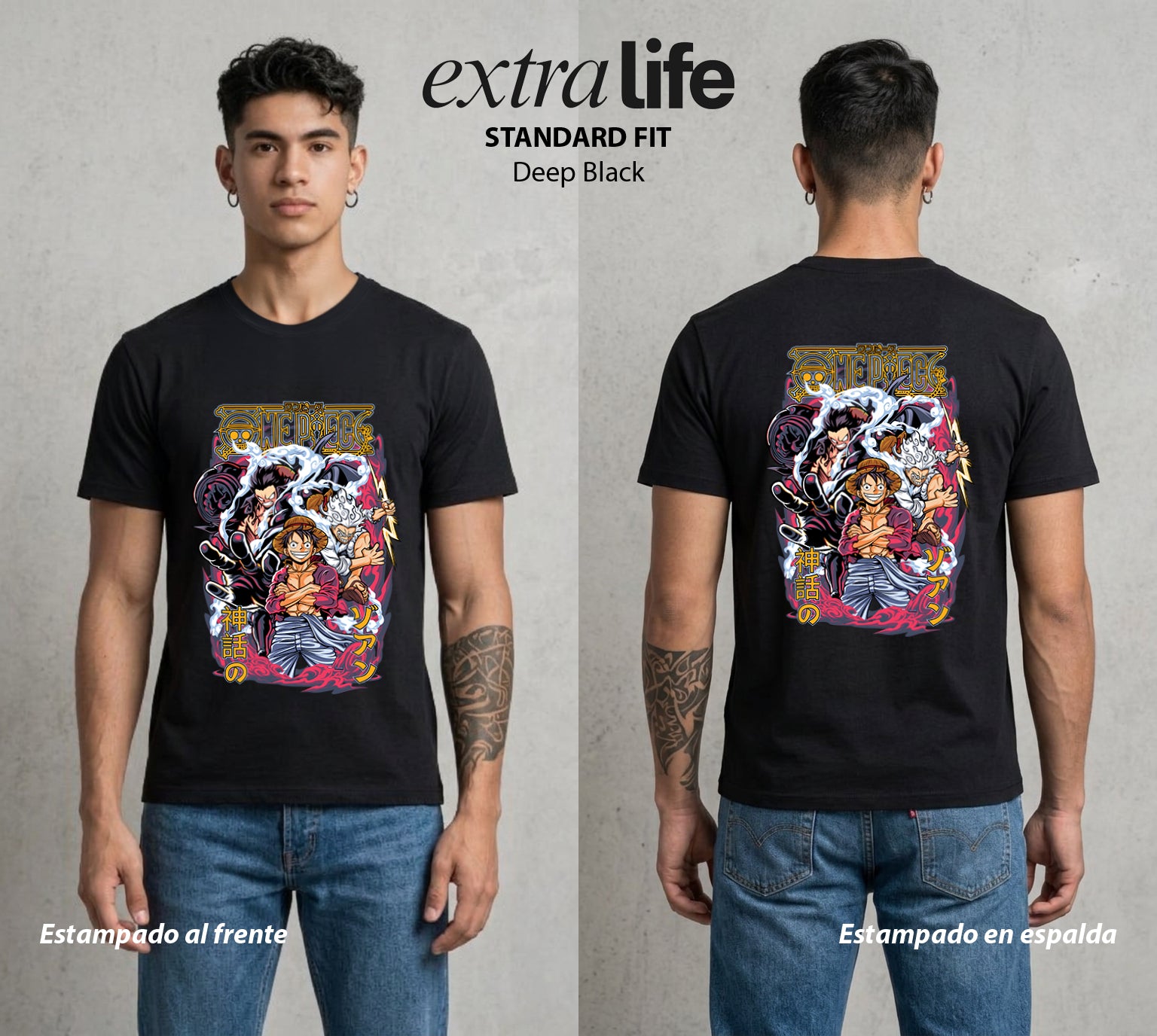 Mar de los Piratas | Capitan de Goma #03200 - Playera Standard Fit | Deep Black - Foto en modelo