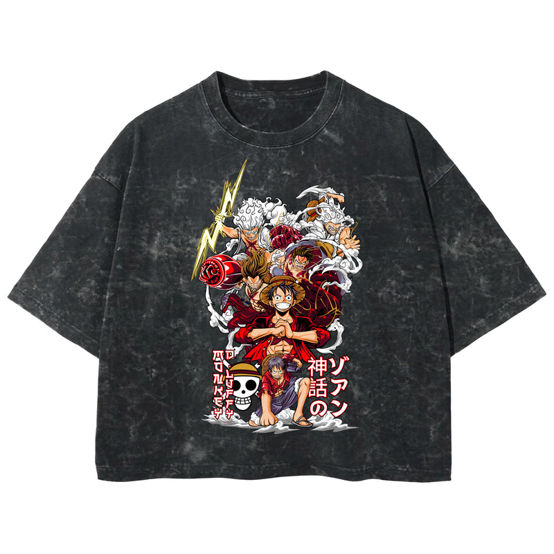 Playera streetwear premium de anime y gaming ExtraLife MX, corte boxy deluxe mineral wash heavyweight en color Acid Wash, moda urbana mexicana de culto.