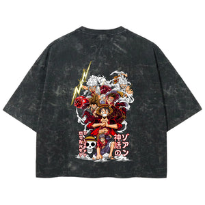 Playera streetwear premium de anime y gaming ExtraLife MX, corte boxy deluxe mineral wash heavyweight en color Acid Wash, moda urbana mexicana de culto.