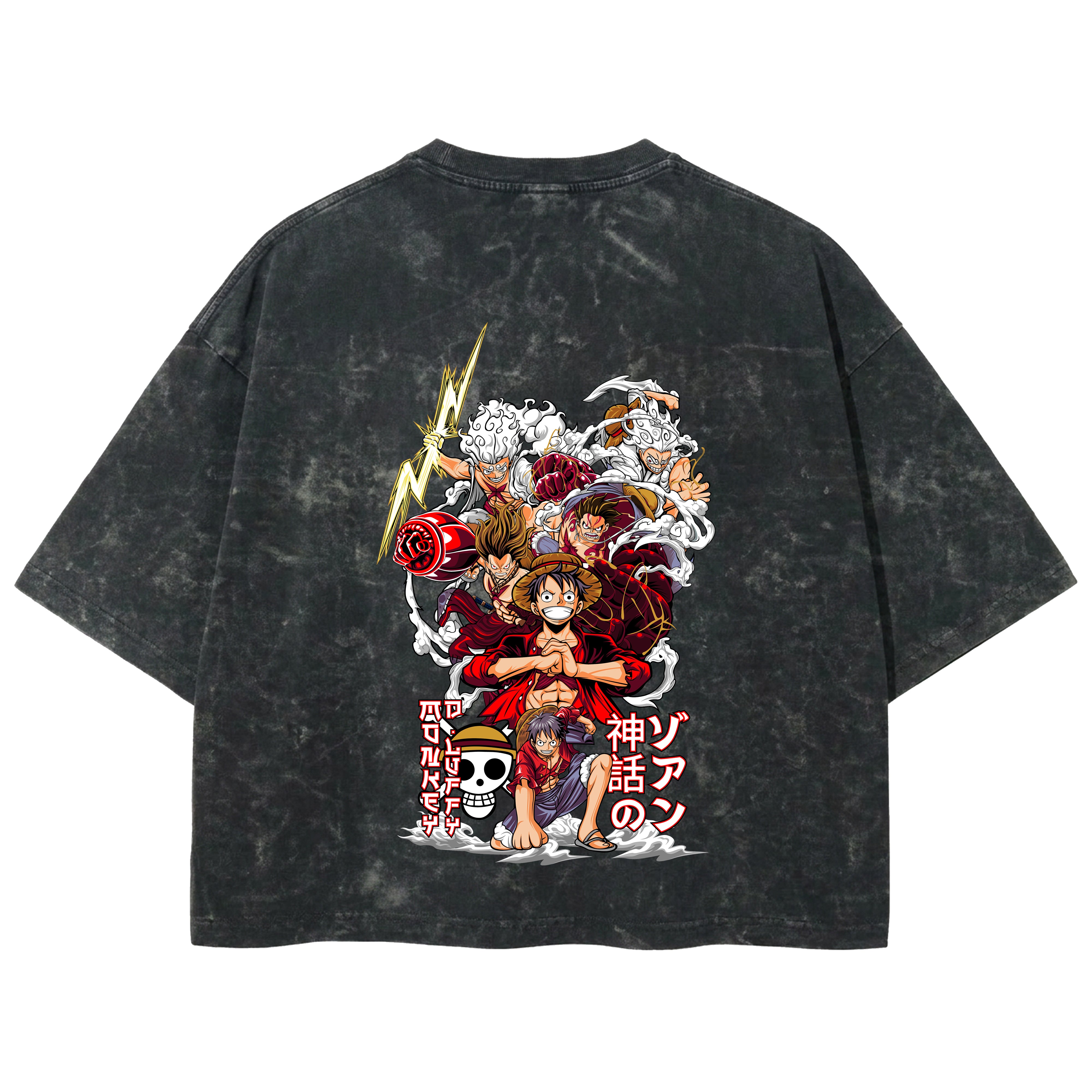 Playera streetwear premium de anime y gaming ExtraLife MX, corte boxy deluxe mineral wash heavyweight en color Acid Wash, moda urbana mexicana de culto.