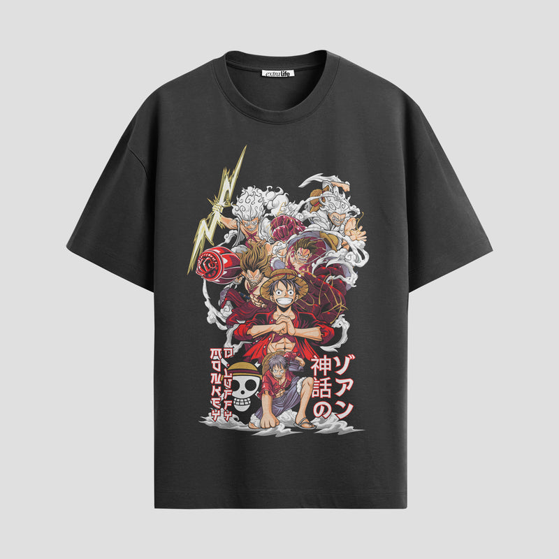 Playera urbana de anime y gaming ExtraLife MX, corte Standard Fit unisex ligero y transpirable en color Deep Black y Pure White, ropa de uso diario para gym y casual.