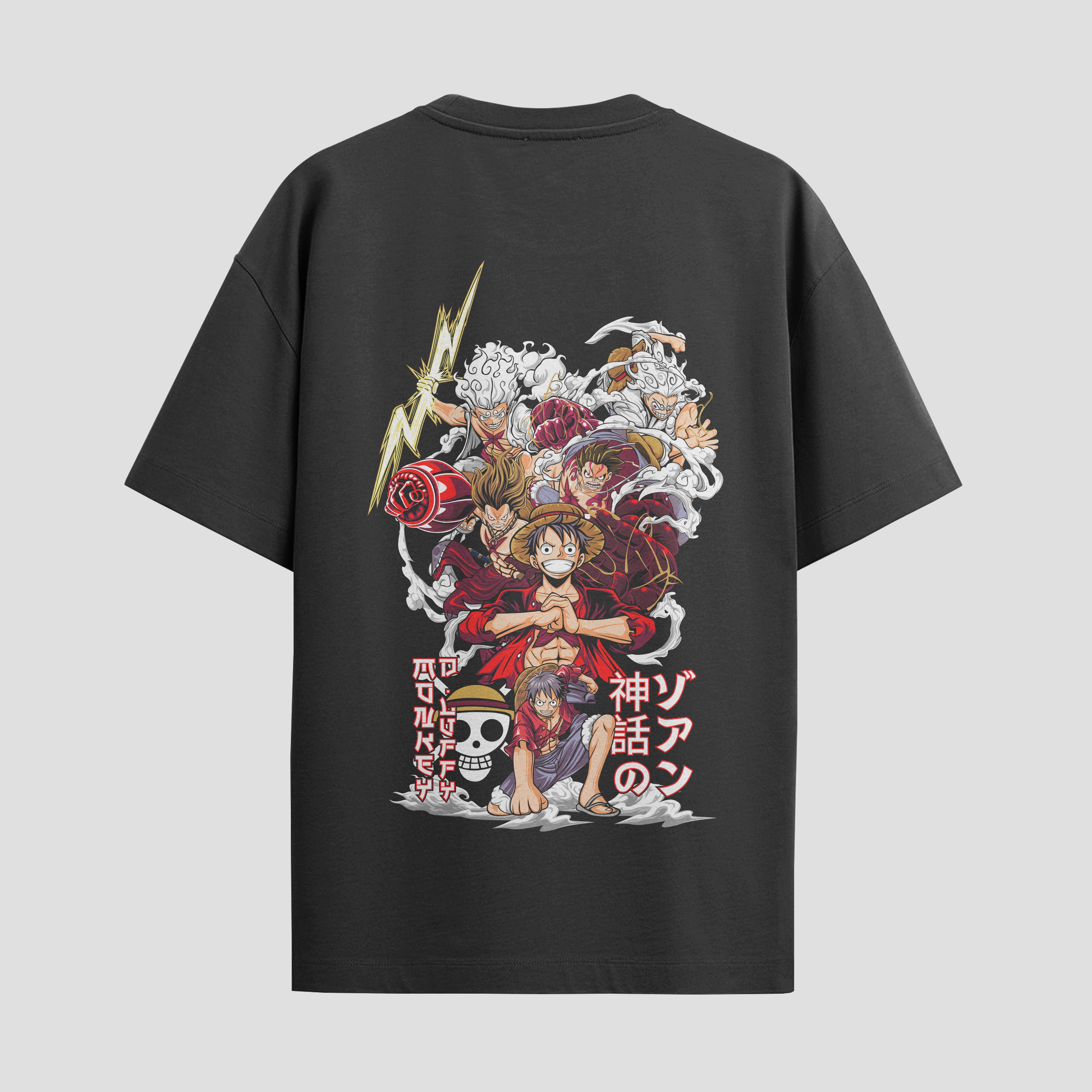 Playera urbana de anime y gaming ExtraLife MX, corte Standard Fit unisex ligero y transpirable en color Deep Black y Pure White, ropa de uso diario para gym y casual.
