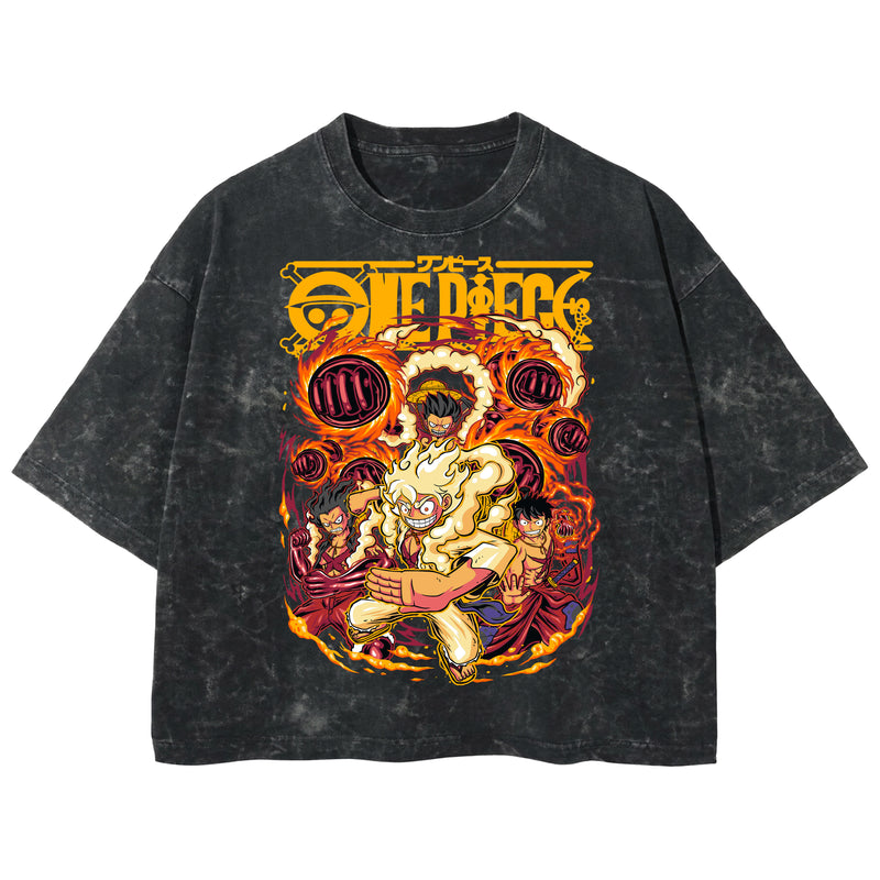 Playera streetwear premium de anime y gaming ExtraLife MX, corte boxy deluxe mineral wash heavyweight en color Acid Wash, moda urbana mexicana de culto.