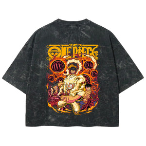 Playera streetwear premium de anime y gaming ExtraLife MX, corte boxy deluxe mineral wash heavyweight en color Acid Wash, moda urbana mexicana de culto.
