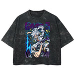 Playera streetwear premium de anime y gaming ExtraLife MX, corte boxy deluxe mineral wash heavyweight en color Acid Wash, moda urbana mexicana de culto.