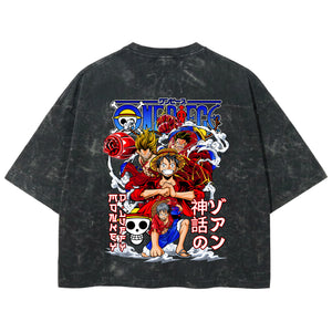 Playera streetwear premium de anime y gaming ExtraLife MX, corte boxy deluxe mineral wash heavyweight en color Acid Wash, moda urbana mexicana de culto.