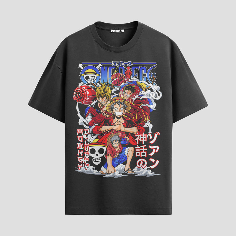 Playera urbana de anime y gaming ExtraLife MX, corte Standard Fit unisex ligero y transpirable en color Deep Black y Pure White, ropa de uso diario para gym y casual.