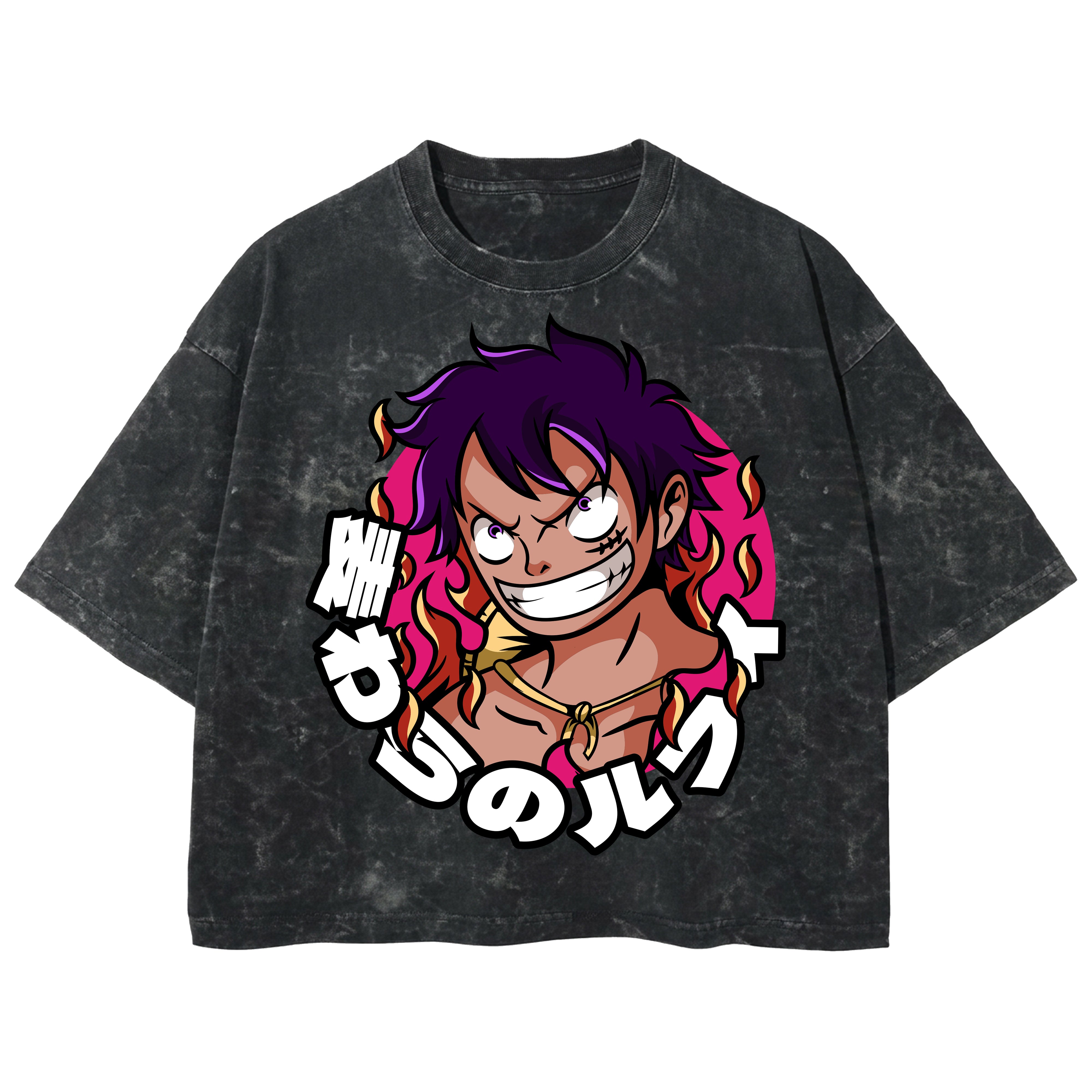 Playera streetwear premium de anime y gaming ExtraLife MX, corte boxy deluxe mineral wash heavyweight en color Acid Wash, moda urbana mexicana de culto.
