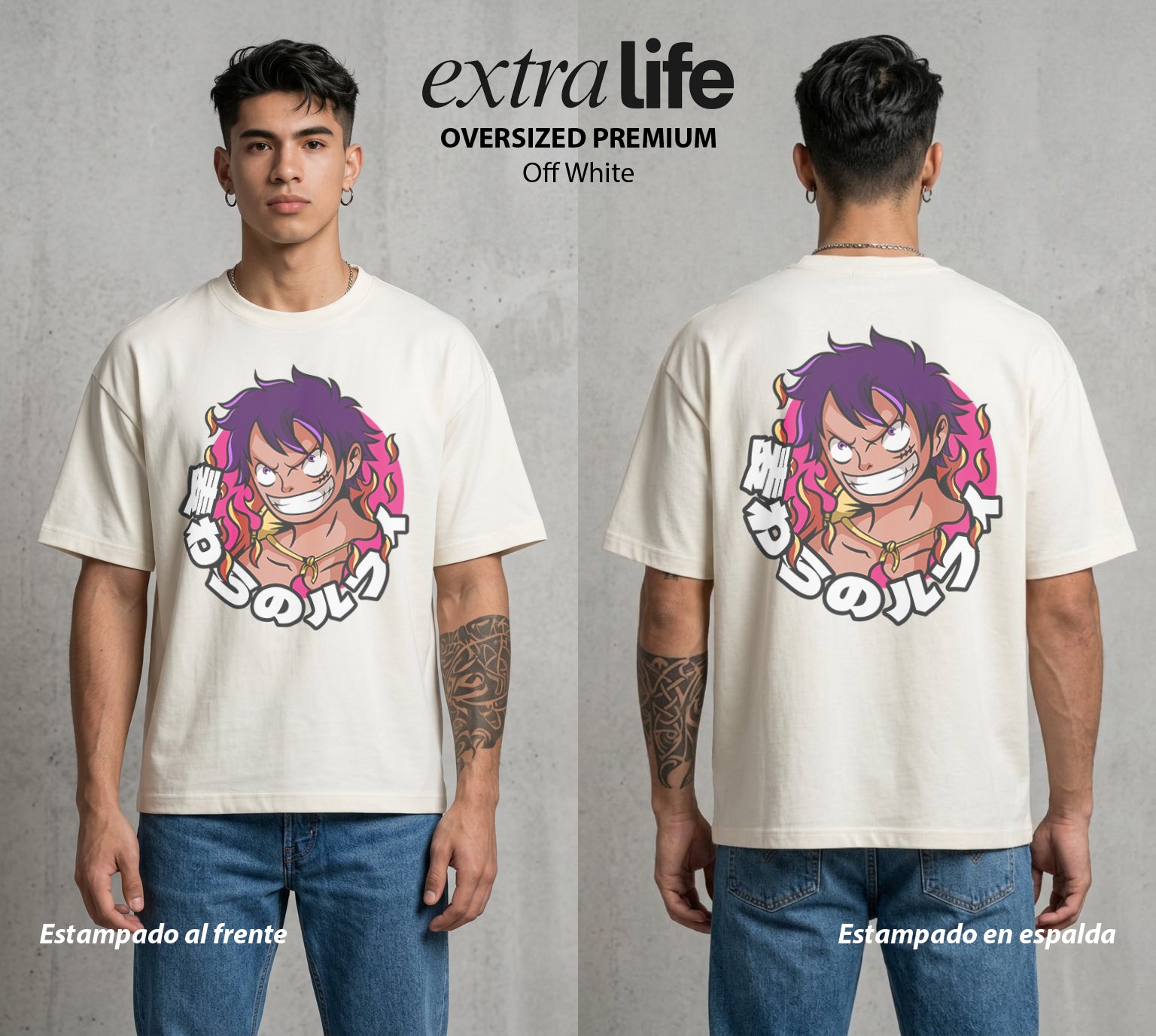 Mar de los Piratas | Capitan de Goma #03206 - Playera Oversized Premium | Off White - Foto en modelo
