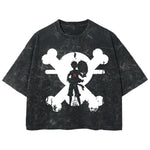 Playera streetwear premium de anime y gaming ExtraLife MX, corte boxy deluxe mineral wash heavyweight en color Acid Wash, moda urbana mexicana de culto.