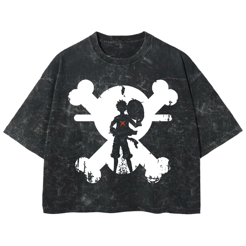 Playera streetwear premium de anime y gaming ExtraLife MX, corte boxy deluxe mineral wash heavyweight en color Acid Wash, moda urbana mexicana de culto.