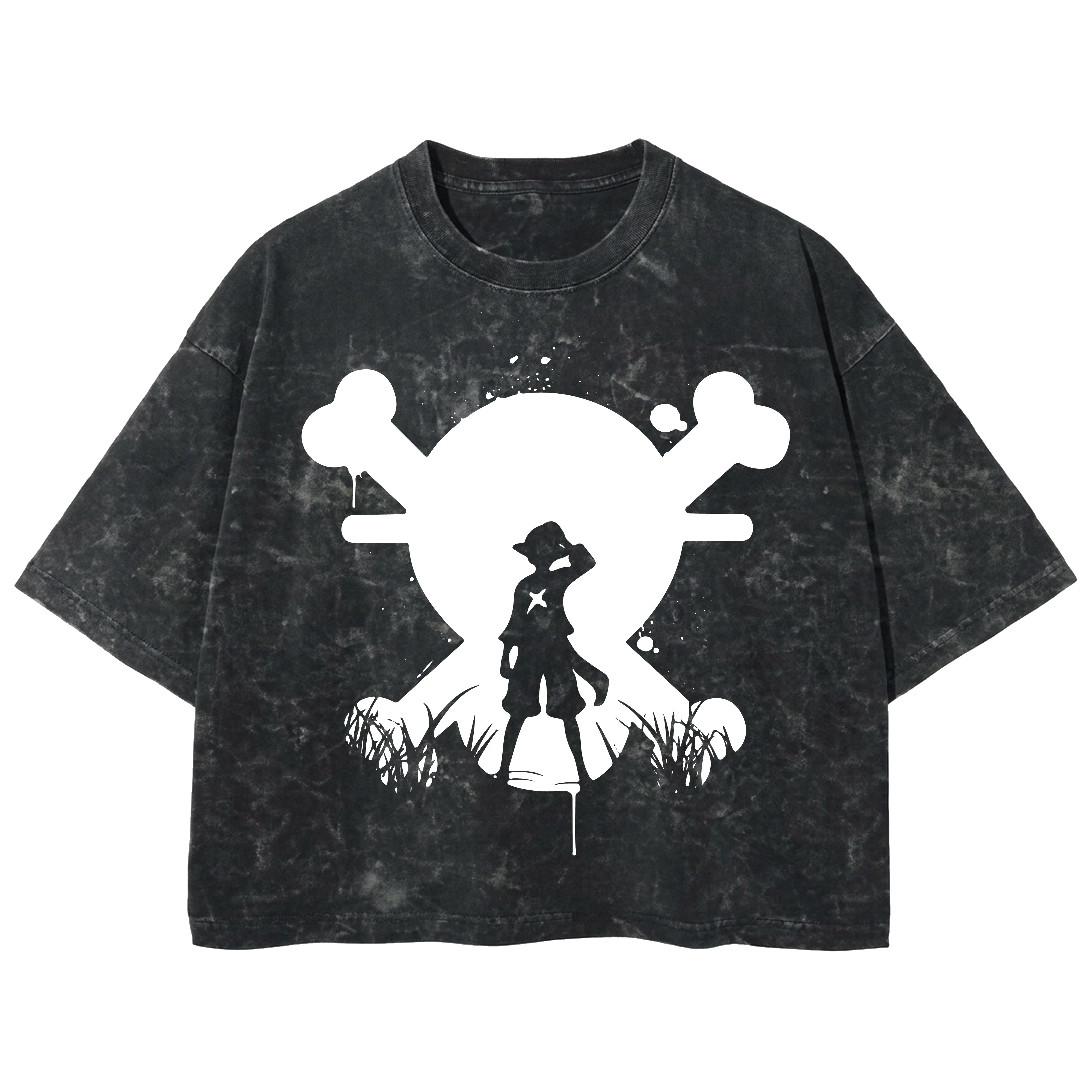 Playera streetwear premium de anime y gaming ExtraLife MX, corte boxy deluxe mineral wash heavyweight en color Acid Wash, moda urbana mexicana de culto.