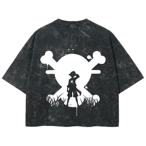 Playera streetwear premium de anime y gaming ExtraLife MX, corte boxy deluxe mineral wash heavyweight en color Acid Wash, moda urbana mexicana de culto.