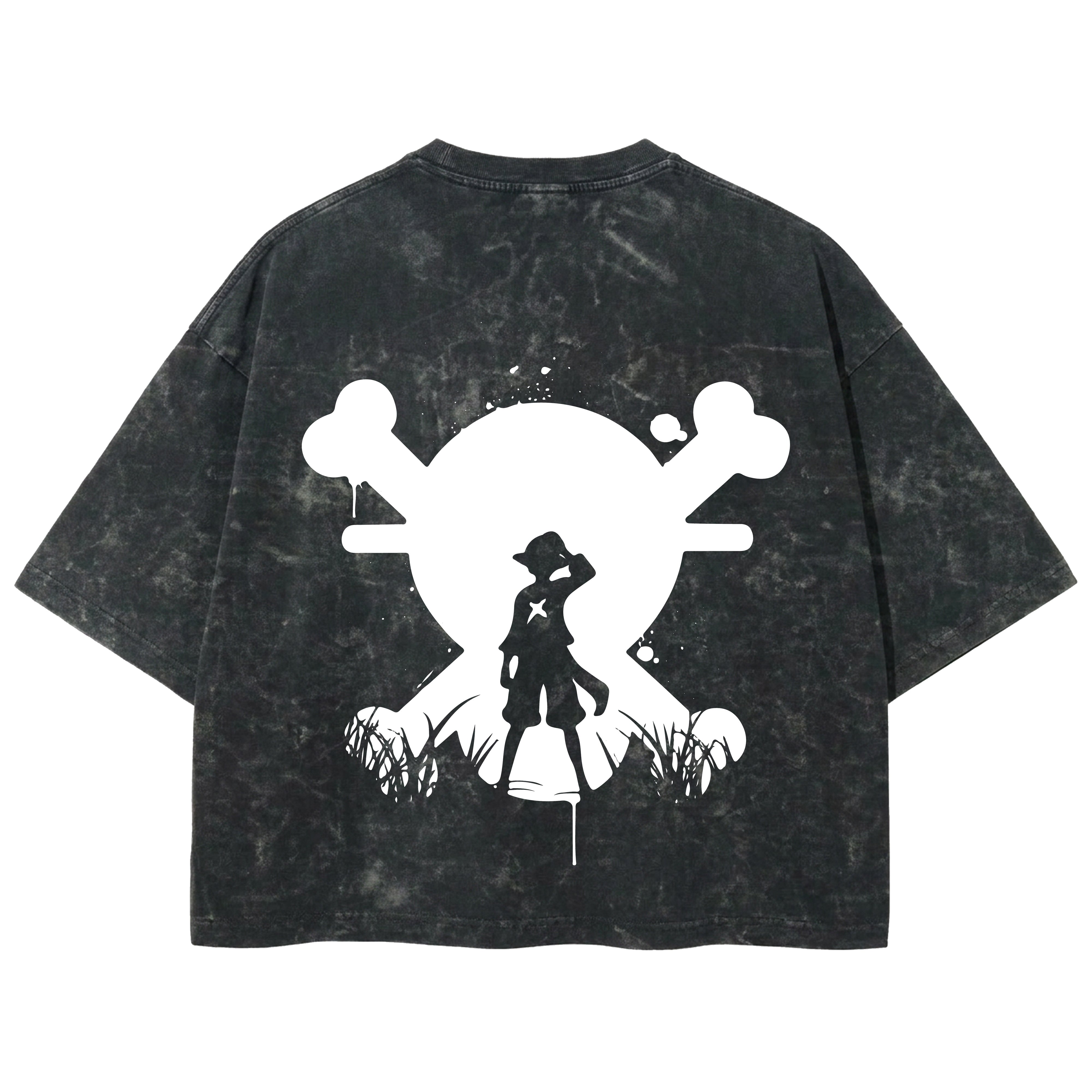 Playera streetwear premium de anime y gaming ExtraLife MX, corte boxy deluxe mineral wash heavyweight en color Acid Wash, moda urbana mexicana de culto.