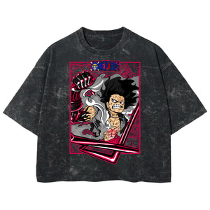 Playera streetwear premium de anime y gaming ExtraLife MX, corte boxy deluxe mineral wash heavyweight en color Acid Wash, moda urbana mexicana de culto.
