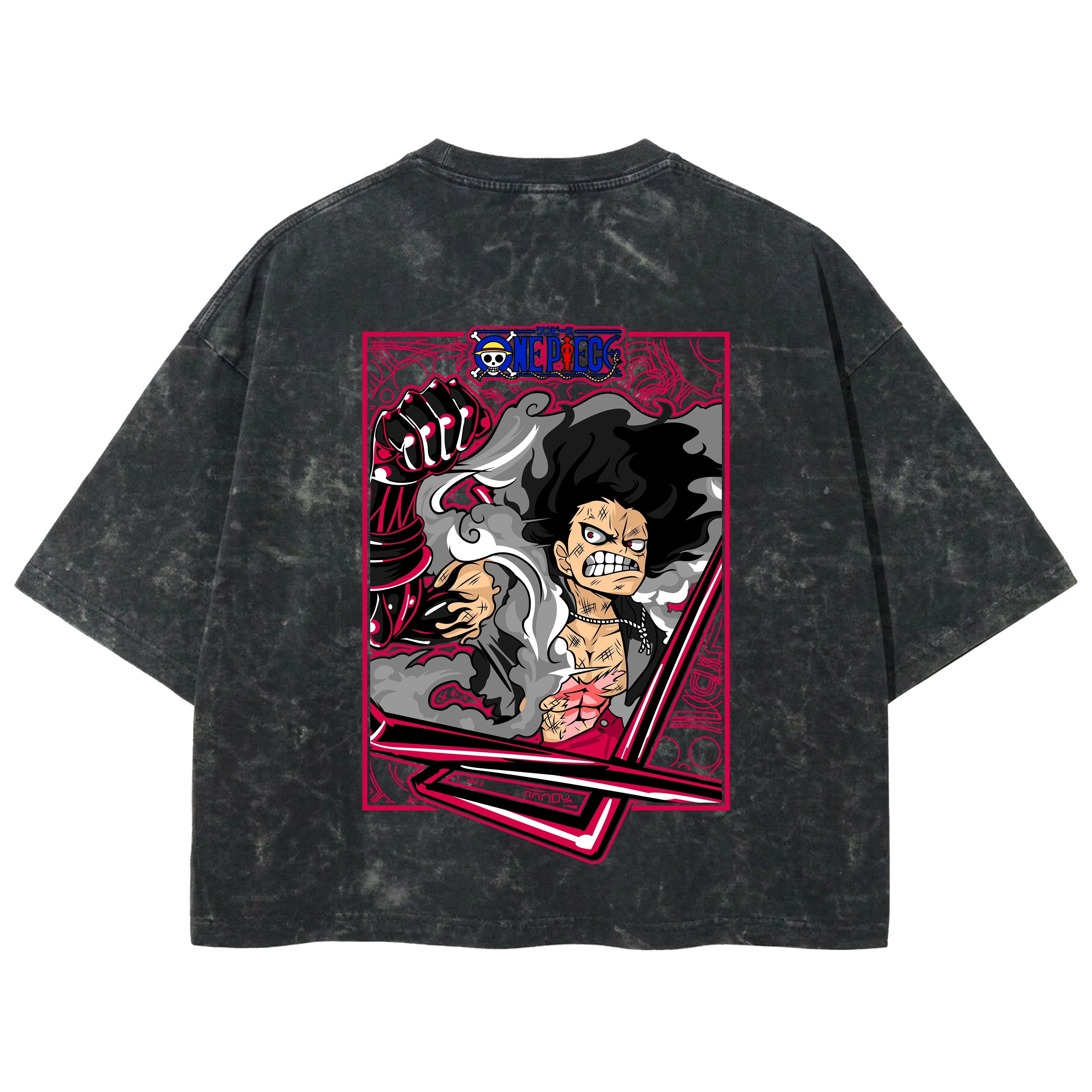 Playera streetwear premium de anime y gaming ExtraLife MX, corte boxy deluxe mineral wash heavyweight en color Acid Wash, moda urbana mexicana de culto.